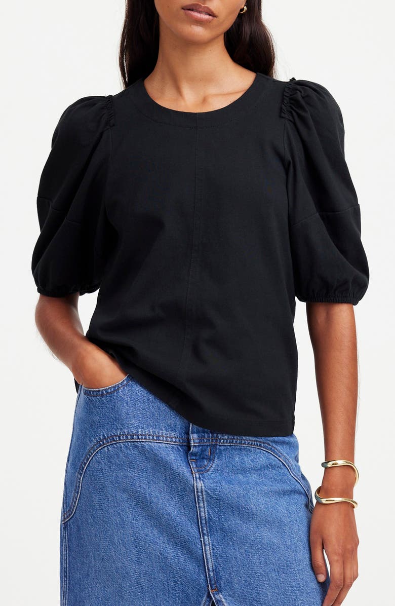 Madewell Puff Sleeve Cotton T-Shirt, Main, color, 