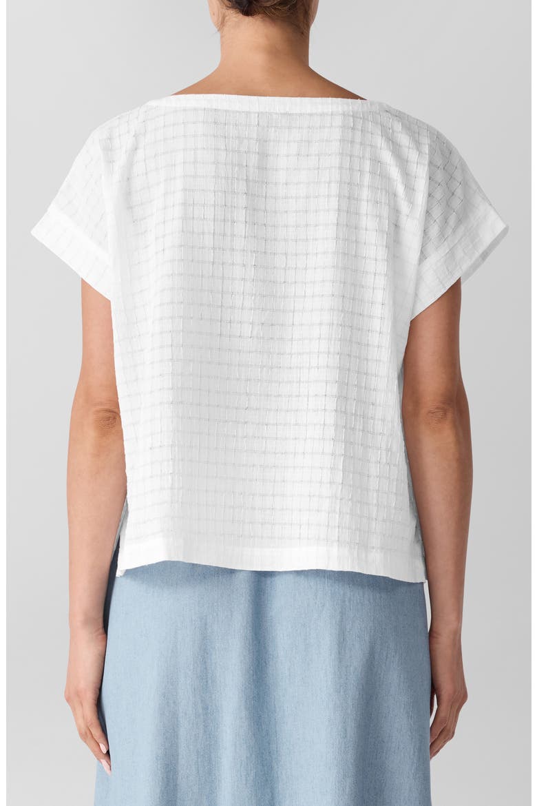 Boxy Boat Neck Organic Cotton Blend Top, Alternate, color, WHITE