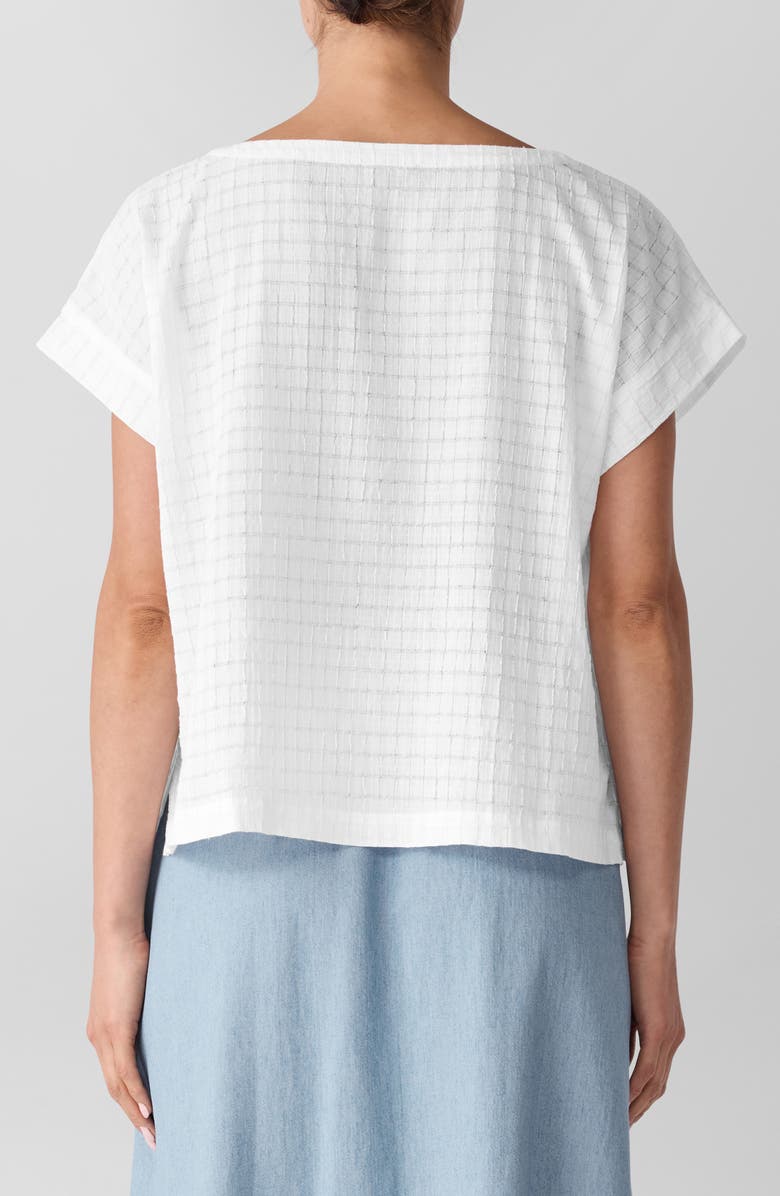 Eileen Fisher Boxy Boat Neck Organic Cotton Blend Top, Alternate, color, White