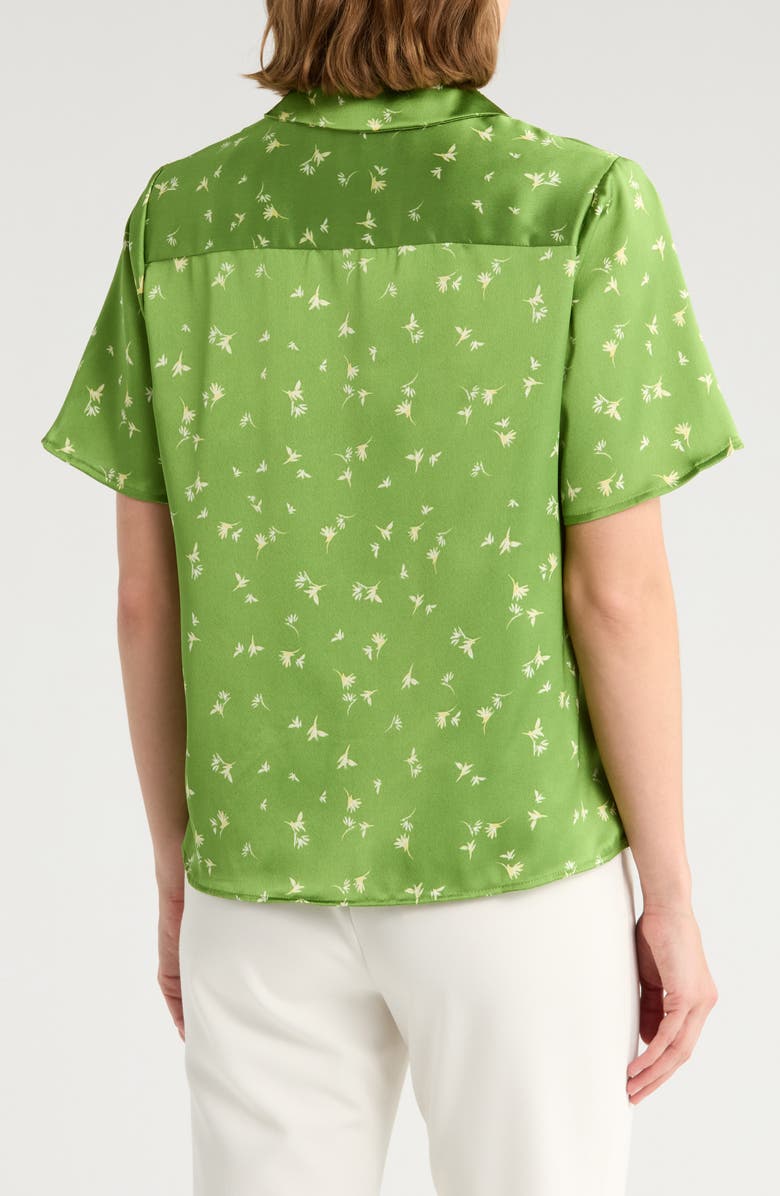 T Tahari Printed Camp Shirt, Alternate, color, Green/ Falling Flowers