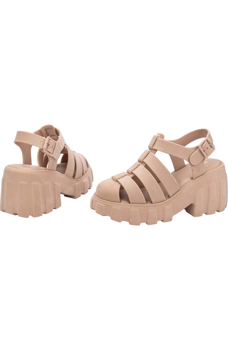 Melissa Megan Velvet Platform Fisherman Sandal, Alternate, color, Pink