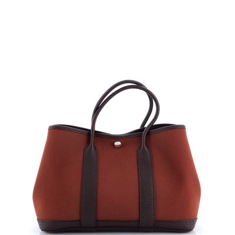 Garden Party Tote Toile and Leather 30