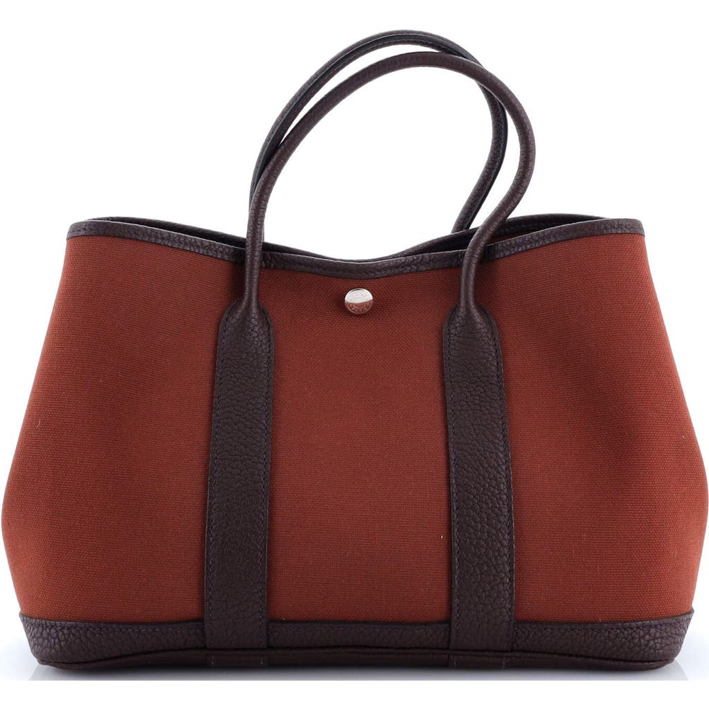 Pre-owned Hermes Hermes Garden Party Tote Toile And Leather 30 In Red