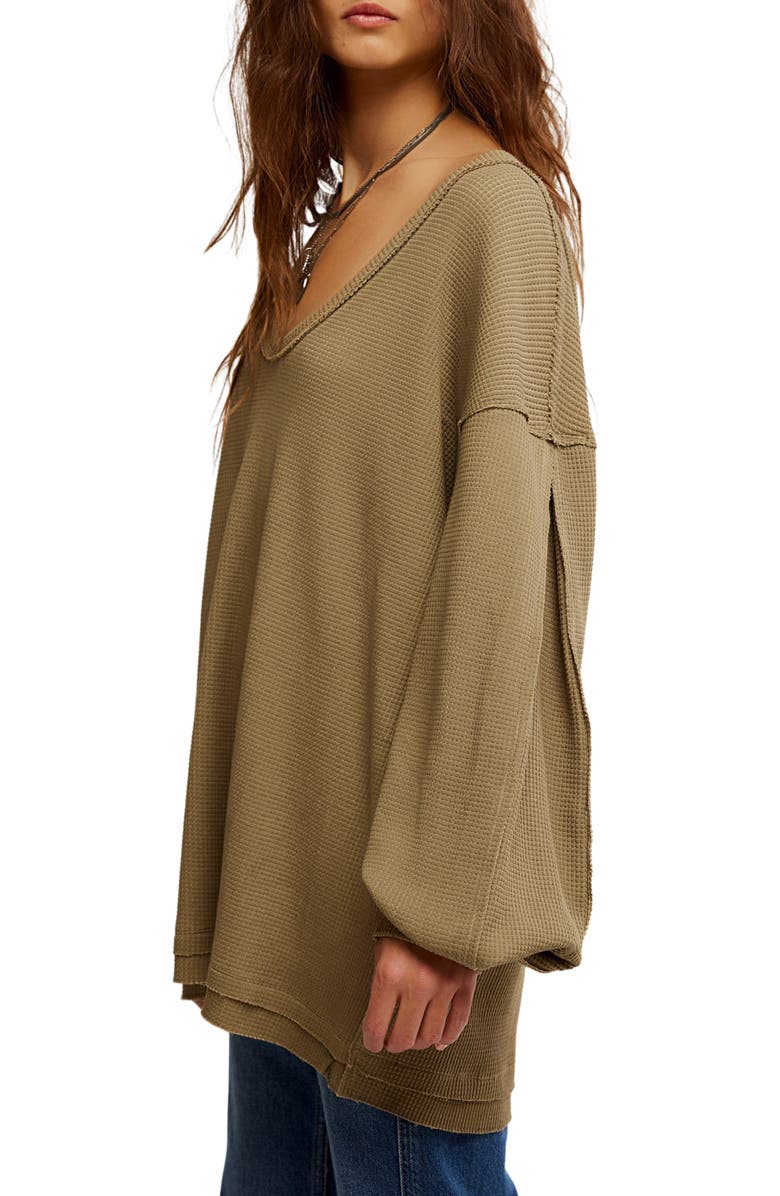 Free People Coast 2 Coast Oversize Thermal Top, Alternate, color, Gothic Olive