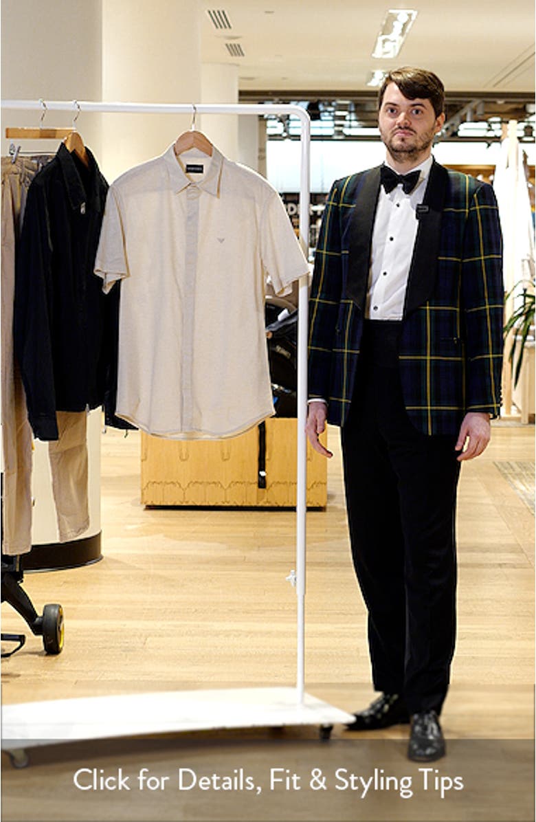 Textured Stripe Short Sleeve Knit Cotton Button-Up Shirt, sales video thumbnail