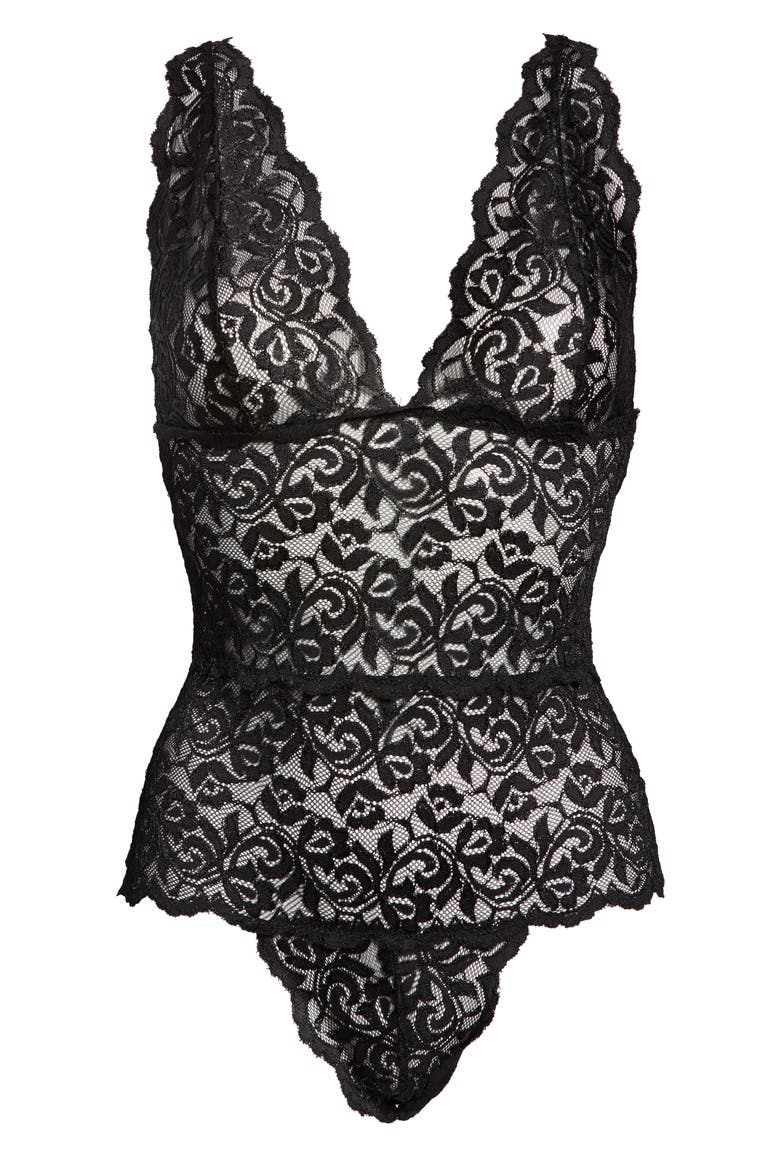 Galloon Lace Teddy, Alternate, color, BLACK