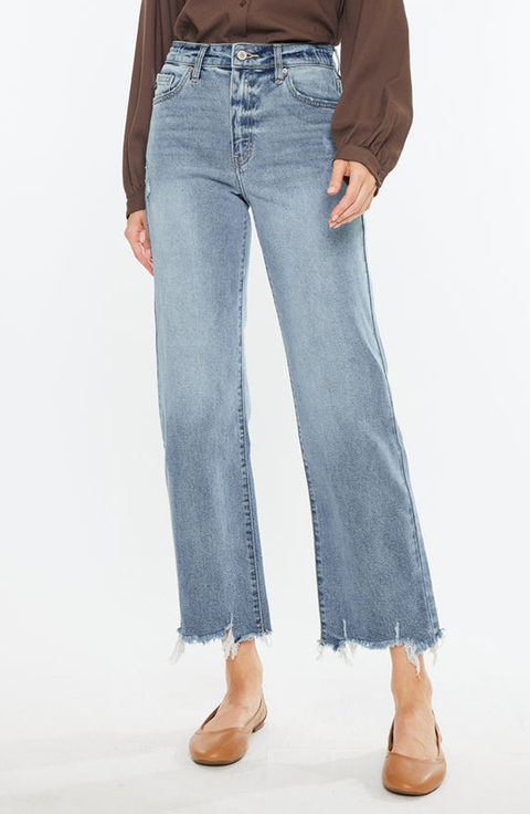 Violet High Rise Slim Wide Leg Jeans
