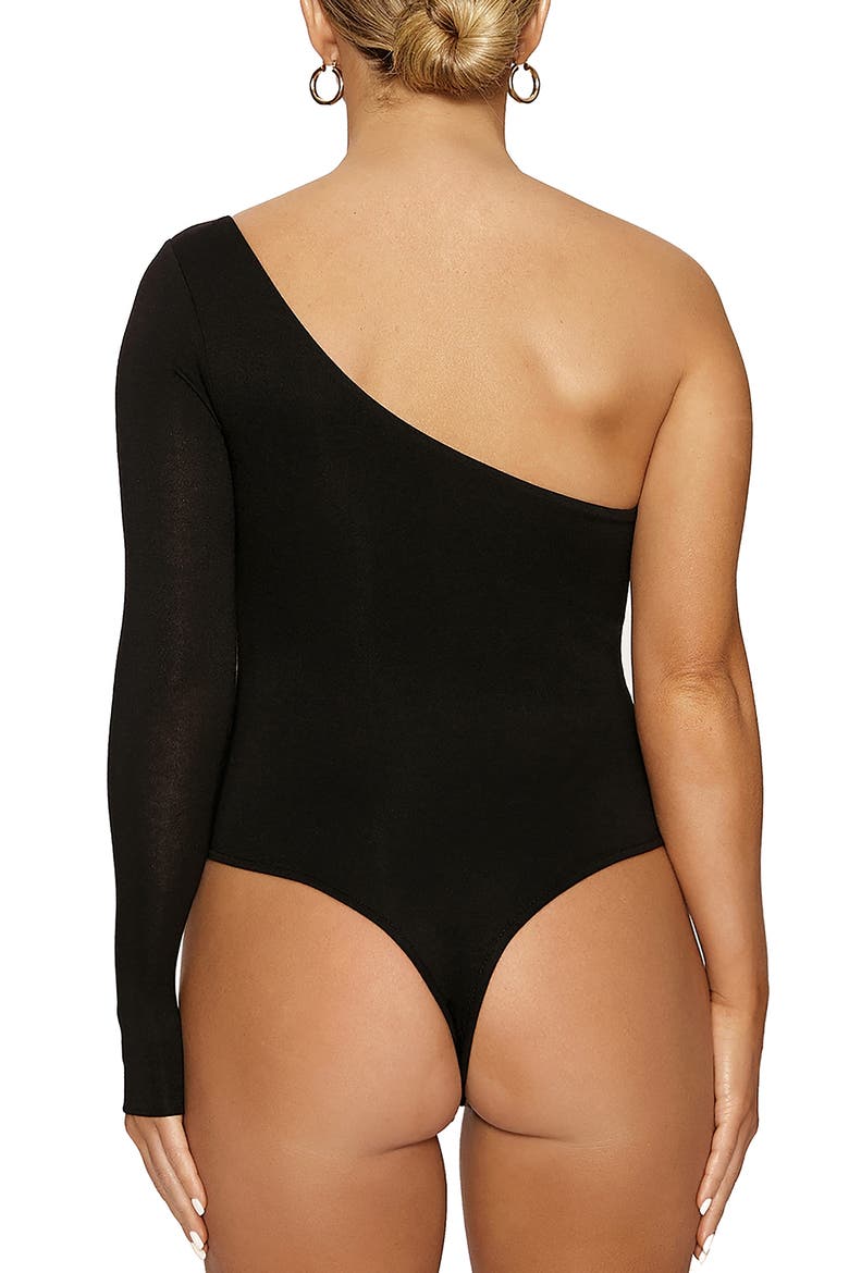 NW Side One-Shoulder Bodysuit, Alternate, color, BLACK
