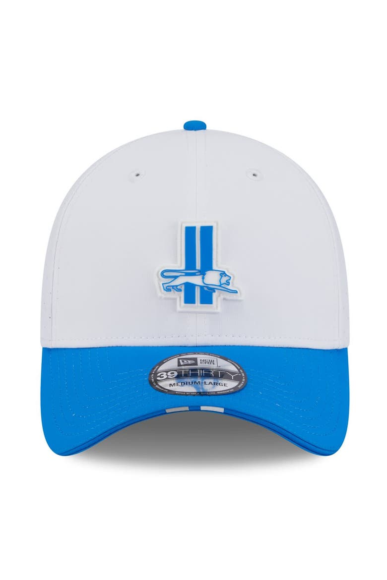 Men's New Era  White/Blue Detroit Lions 2025 NFL Training Camp Throwback Logo 39THIRTY Flex Hat, Alternate, color, White