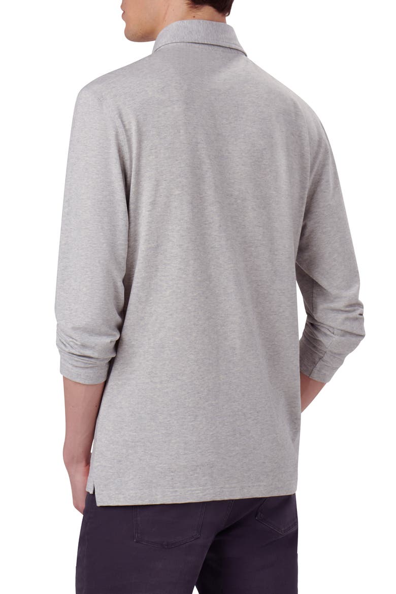 Long Sleeve Stretch Cotton Knit Polo, Alternate, color, CEMENT