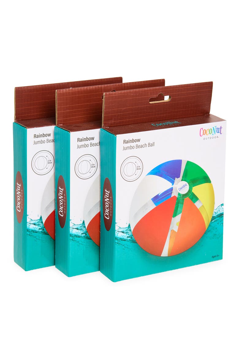 3-Pack Jumbo Rainbow Beach Balls, Main, color, MULTI