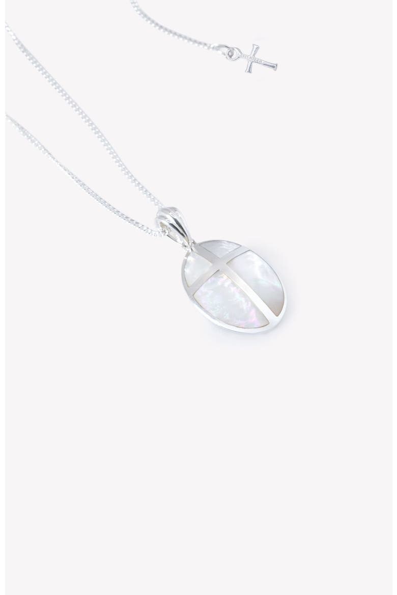 Mother Of Pearl Cross Pendant Necklace, Alternate, color, Sterling Silver