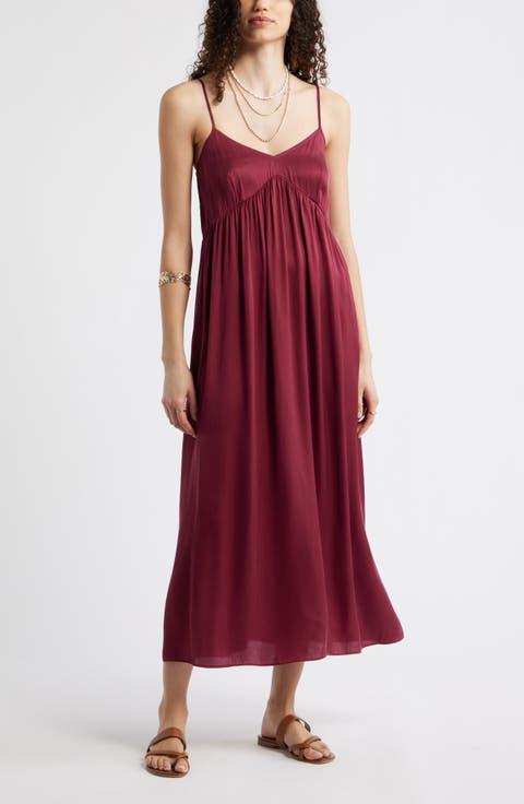 Strappy Gathered Midi Dress