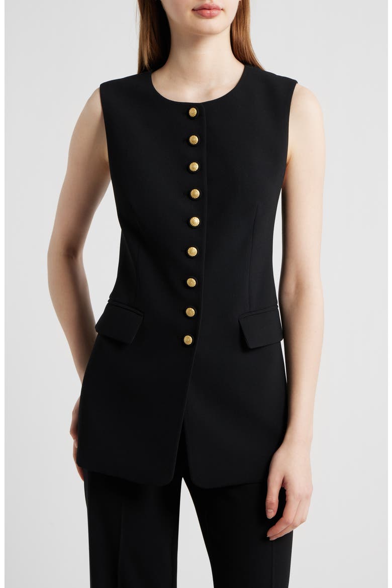 Kim Button Knit Vest, Main, color, BLACK