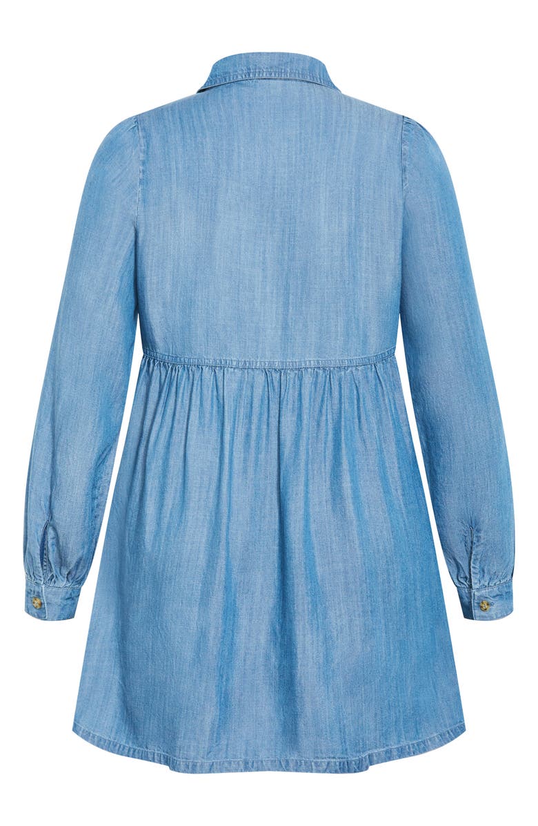 City Chic Brayden Long Sleeve Denim Minidress, Alternate, color, Mid Wash