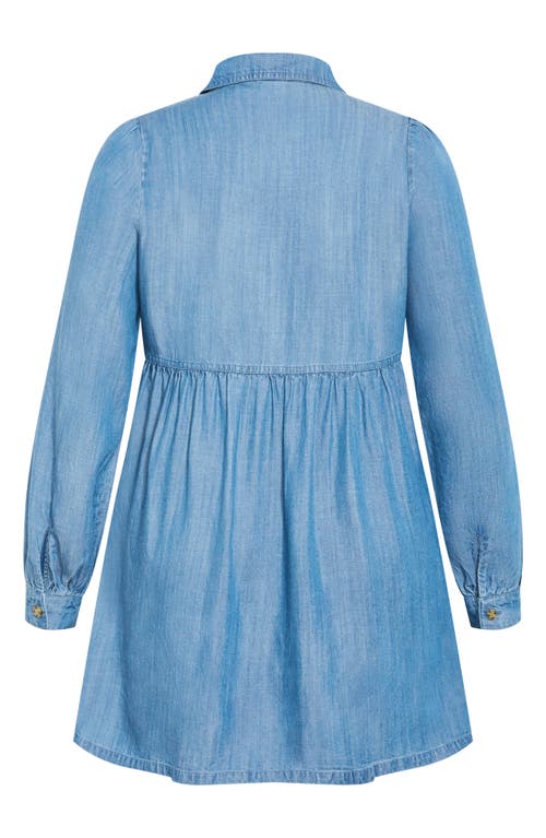 City Chic Brayden Long Sleeve Denim Minidress In Blue
