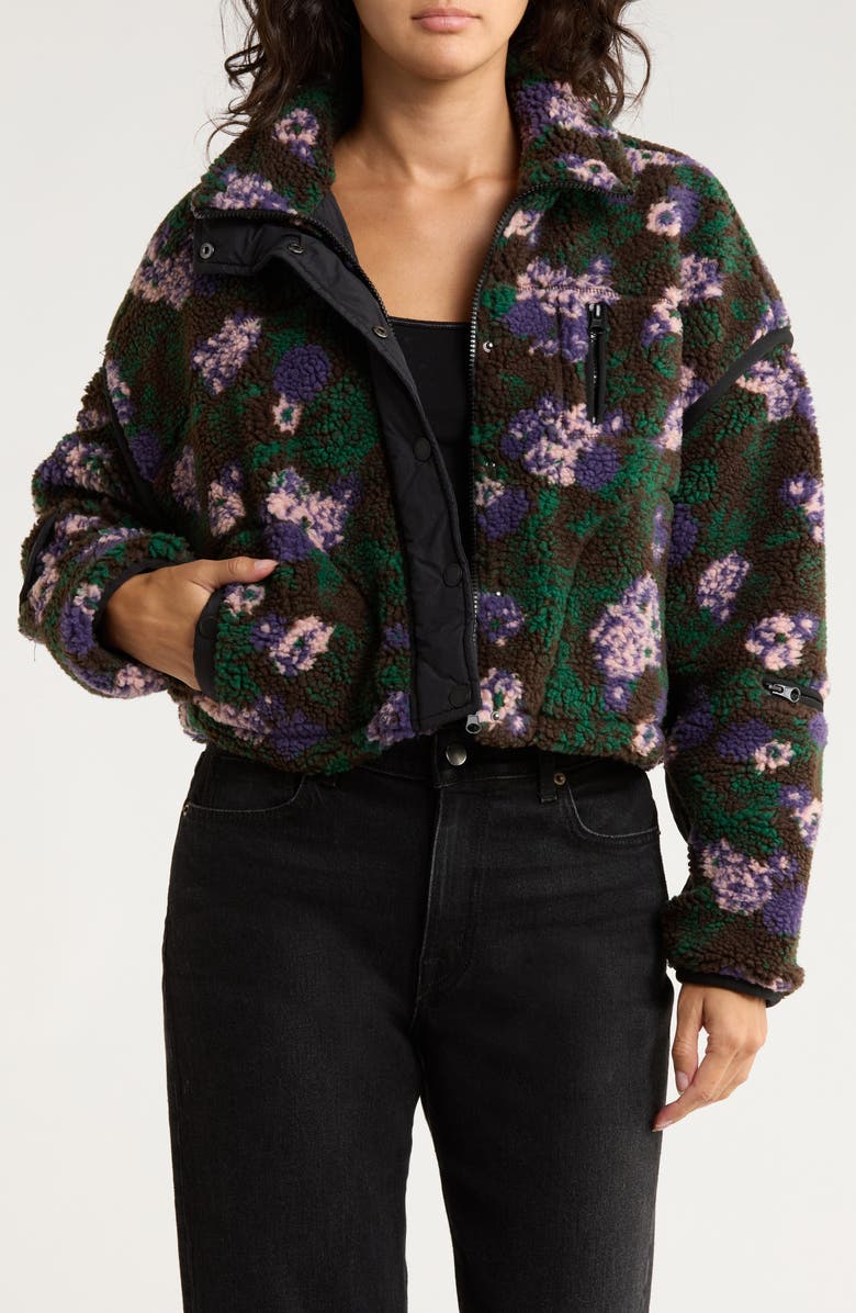BLANKNYC Floral Faux Shearling Jacket, Main, color, Peak Hours