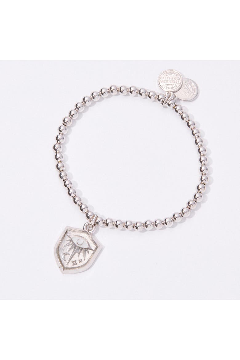 Protective Eye Stretch Beaded Bracelet, Main, color, Silver