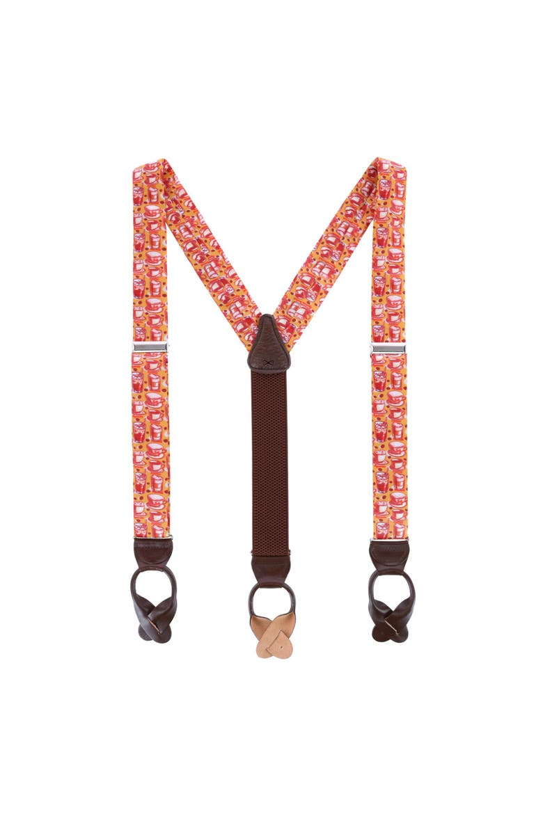 Highly Caffeinated Silk Button End Suspenders, Alternate, color, Tan