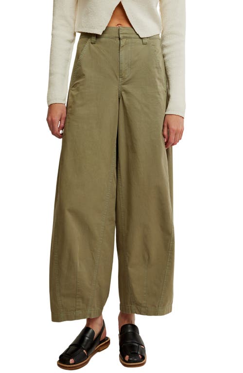 Free People Rylee Wide Leg Chinos In Crystral Kelp
