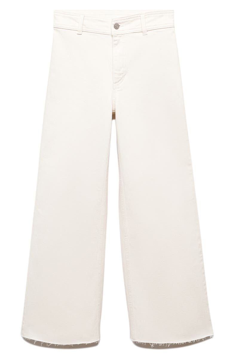 MANGO High Waist Raw Hem Culotte Jeans, Alternate, color, Off White