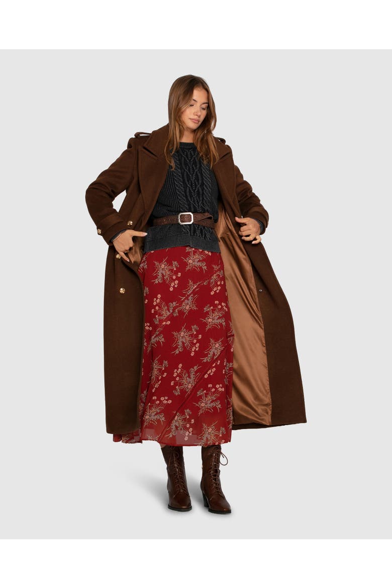 Command Wool Blend Double Breast Maxi Coat, Alternate, color, Medium Brown
