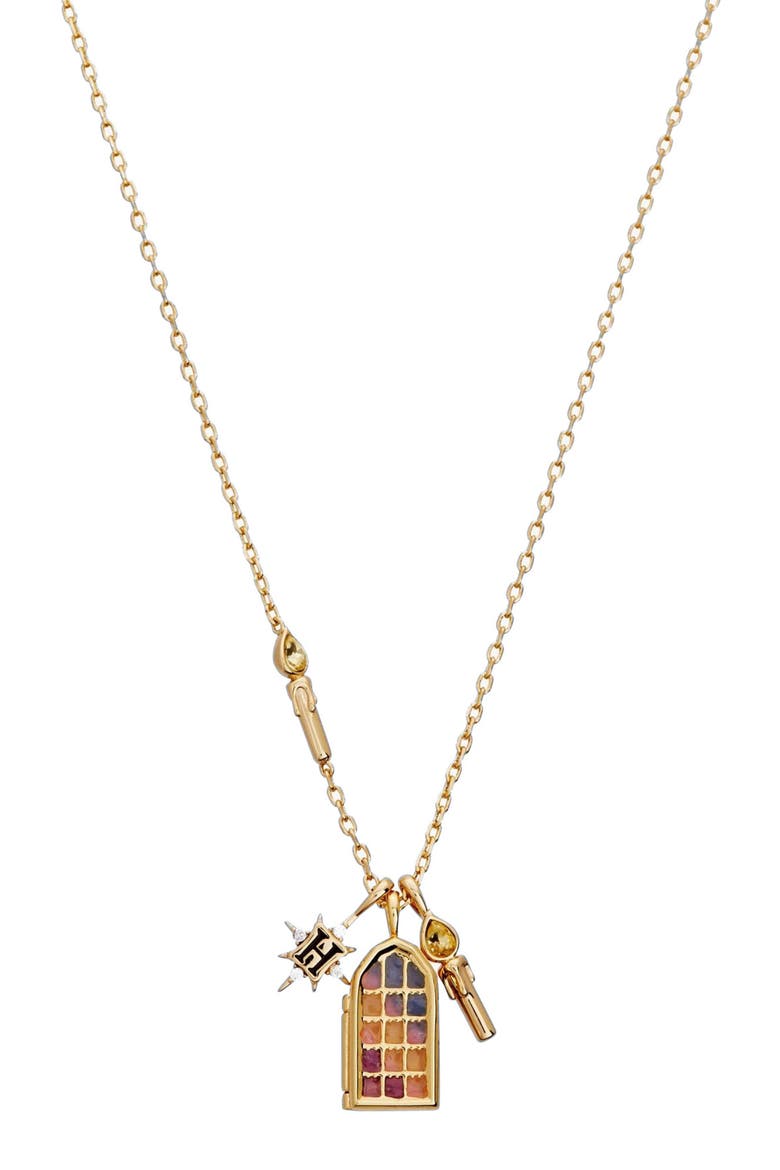 Harry Potter Hogwarts Great hall Cluster Charm Necklace, Main, color, Gold