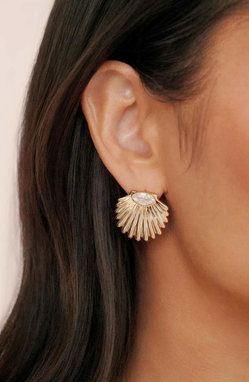 Ettika Santorini Cubic Zirconia Shell Statement Stud Earrings In Gold