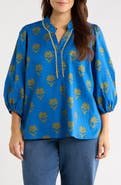 SUGARLIPS Robin Floral Print Split Neck Blouse