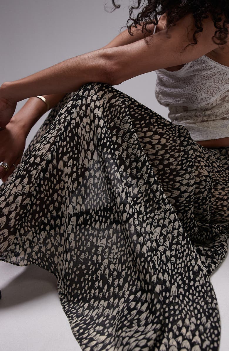 Topshop Printed Godet Semisheer Maxi Skirt, Alternate, color,