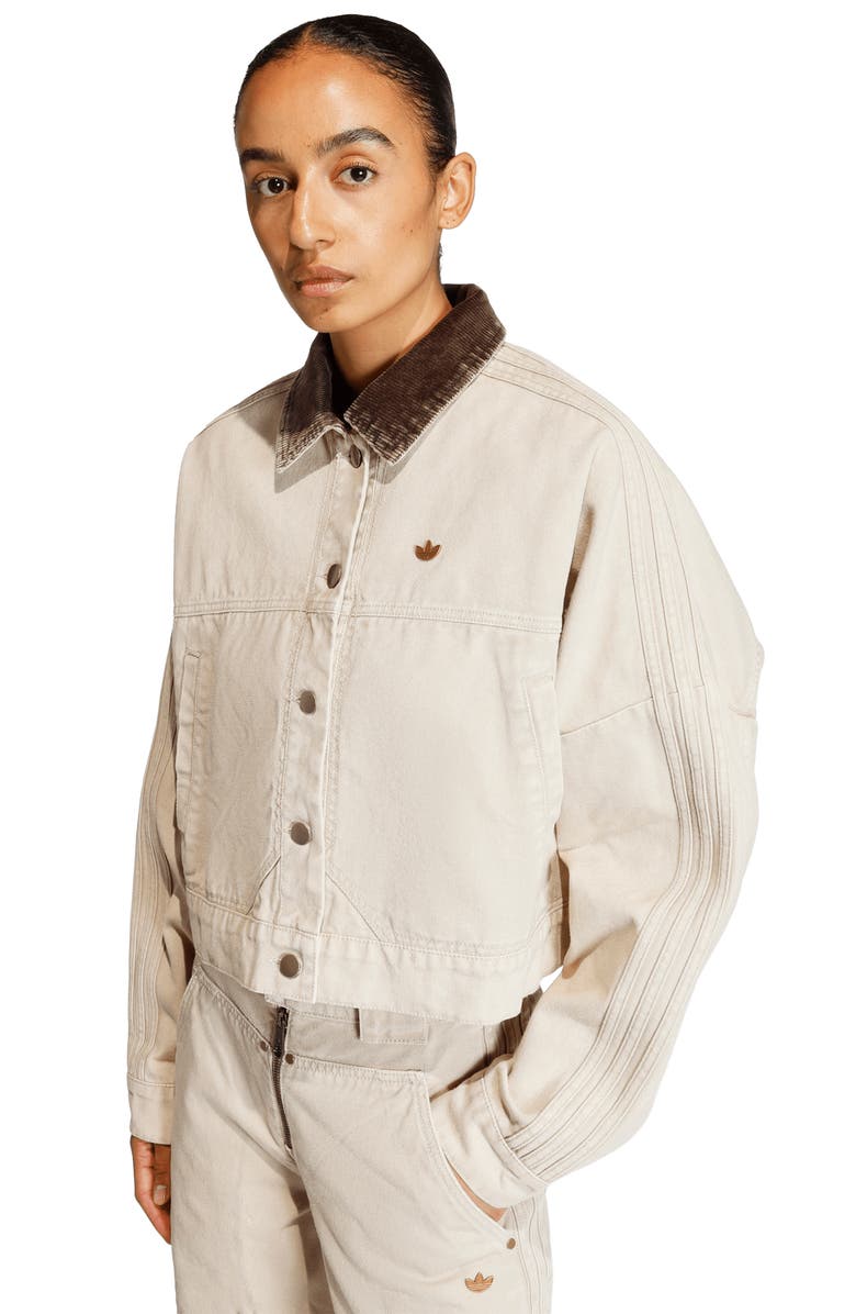 adidas Originals Essential Canvas Oversize Track Jacket, Alternate, color, Stone Khaki