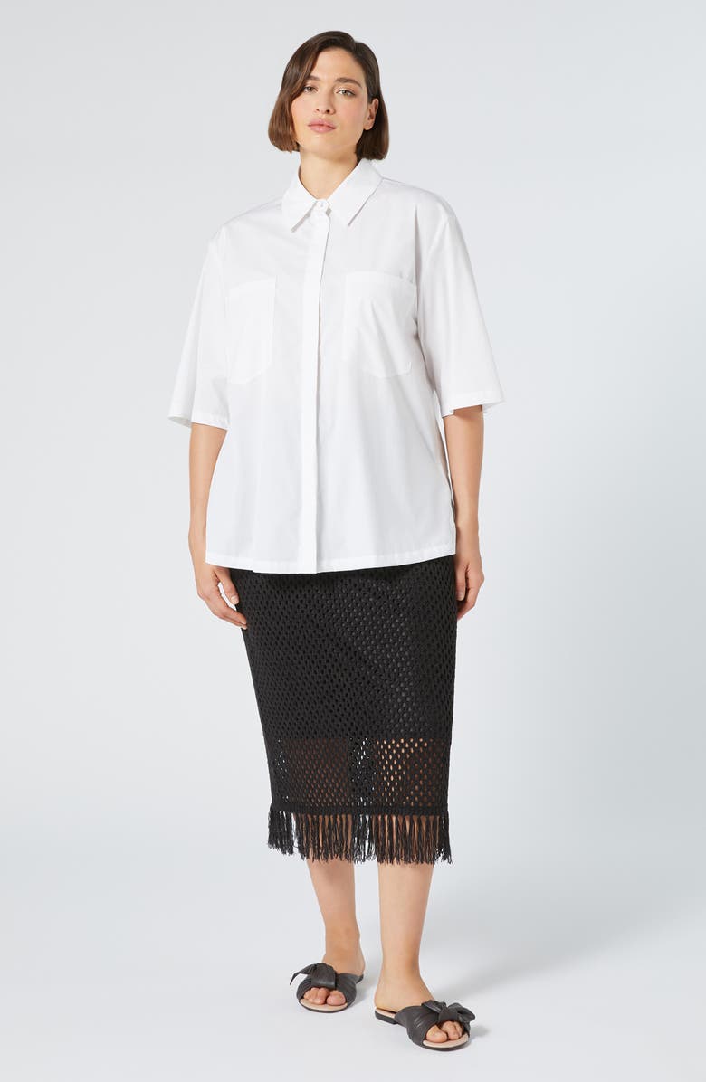 Marina Rinaldi Alca Open Stitch Midi Sweater Skirt, Alternate, color, Black