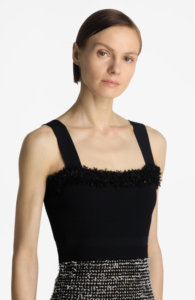 ST. JOHN Sparkly Eyelash Tweed Dress, Alternate, color, Black/ White Multi