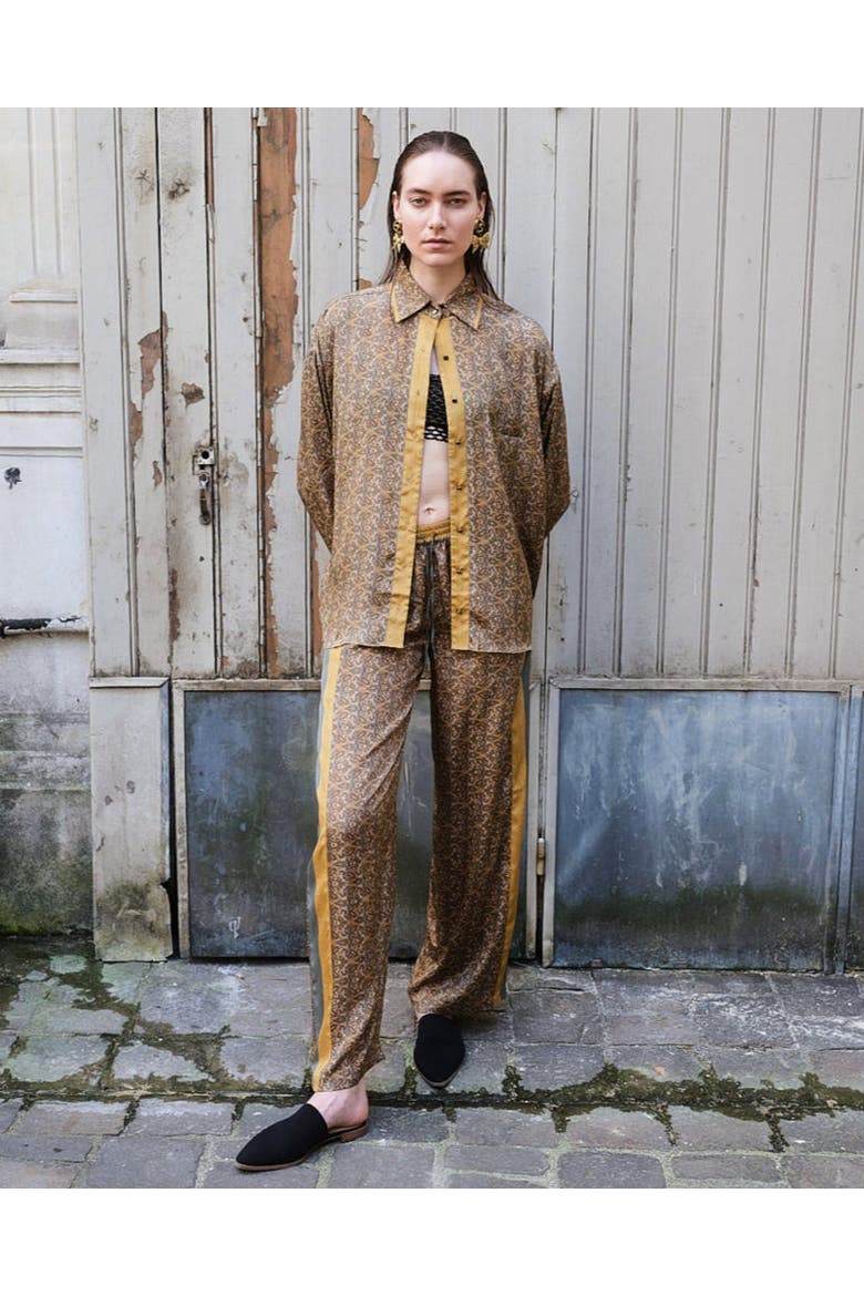 Paisley Motif Long Sleeve Shirt, Alternate, color, Mustard