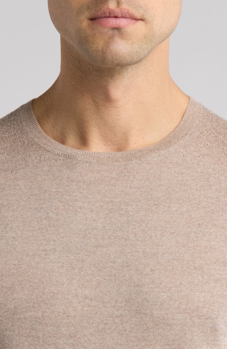 John Varvatos Alvito Regular Fit Short Sleeve Wool Sweater, Alternate, color, Fossil Grey