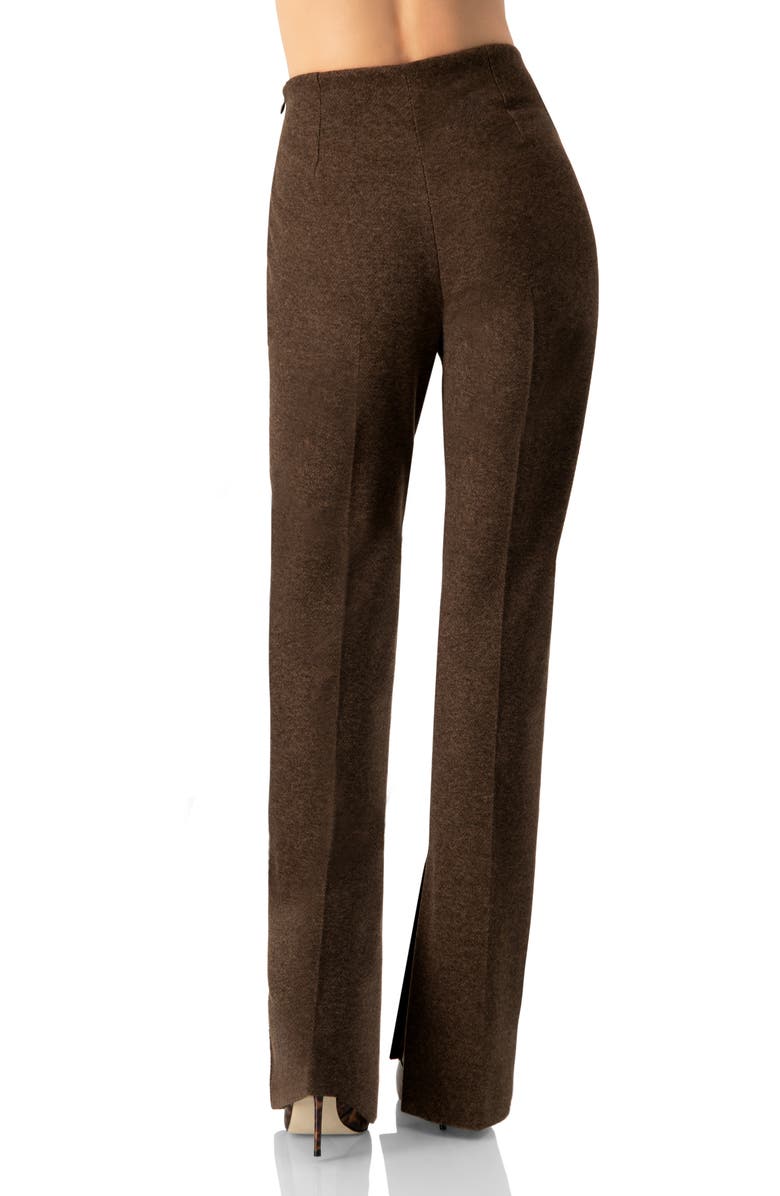 IVONNE Straight-Leg Trousers with Side Slits, Alternate, color, Brown