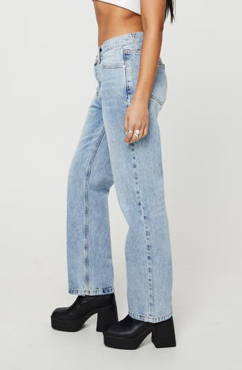 Holly Asymmetric Crossover Waist Rigid Straight Leg Jeans