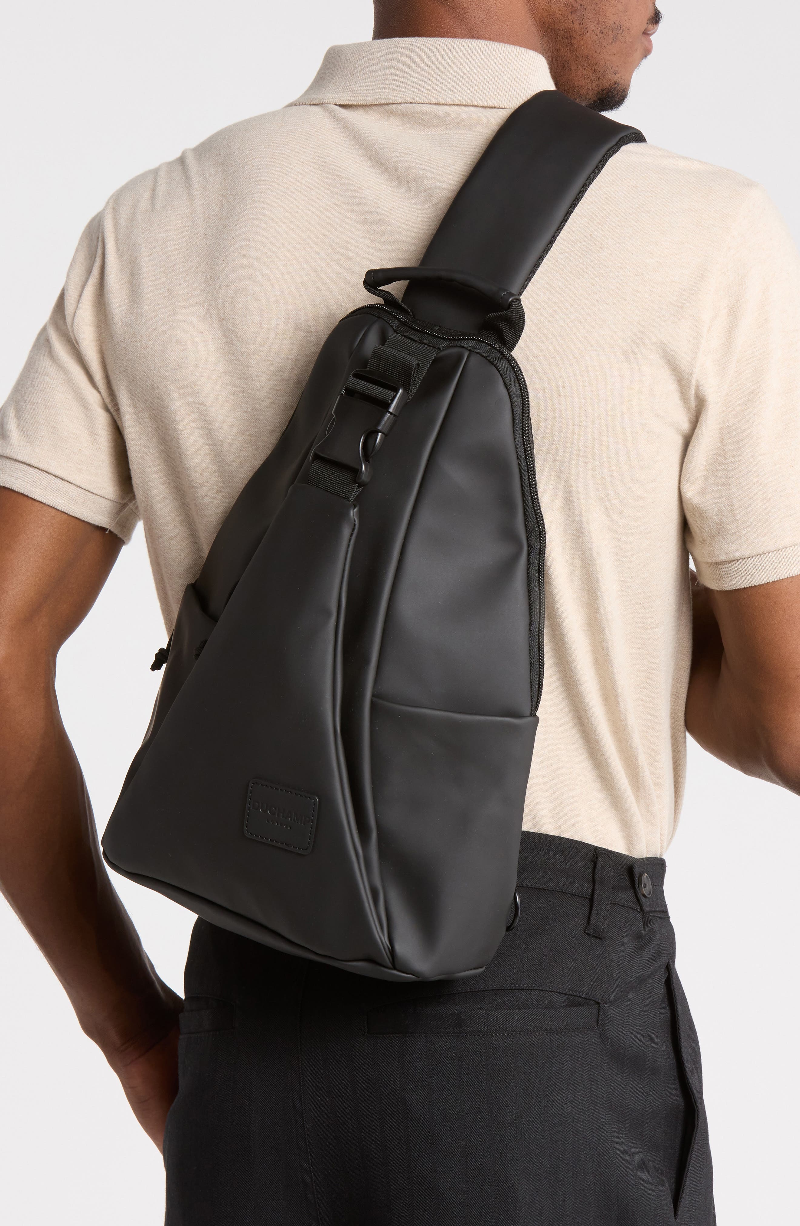 Rubberized Sling Bag, Alternate, color, BLACK