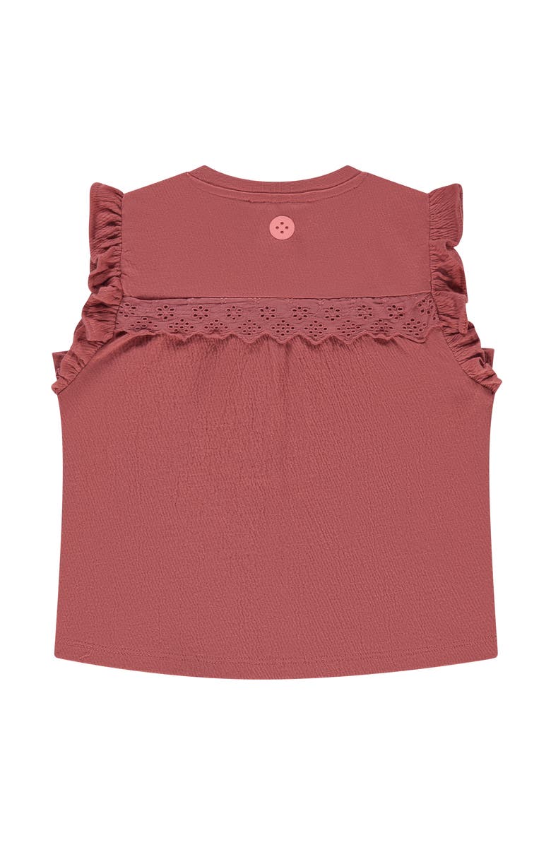 Stains and Stories by Babyface Ruffled Sleeve Eyelet Accent Top, Alternate, color, Ruby