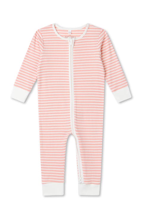 Ribbed Stripe Two Way Zip-Up Sleepsuit (Baby)