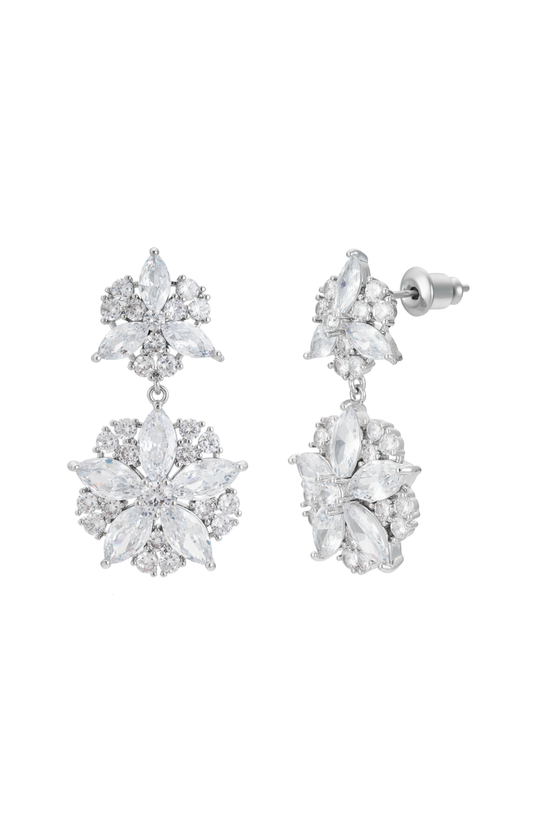 Untamed Petals Empress Crystal Earrings, Main, color, Silver