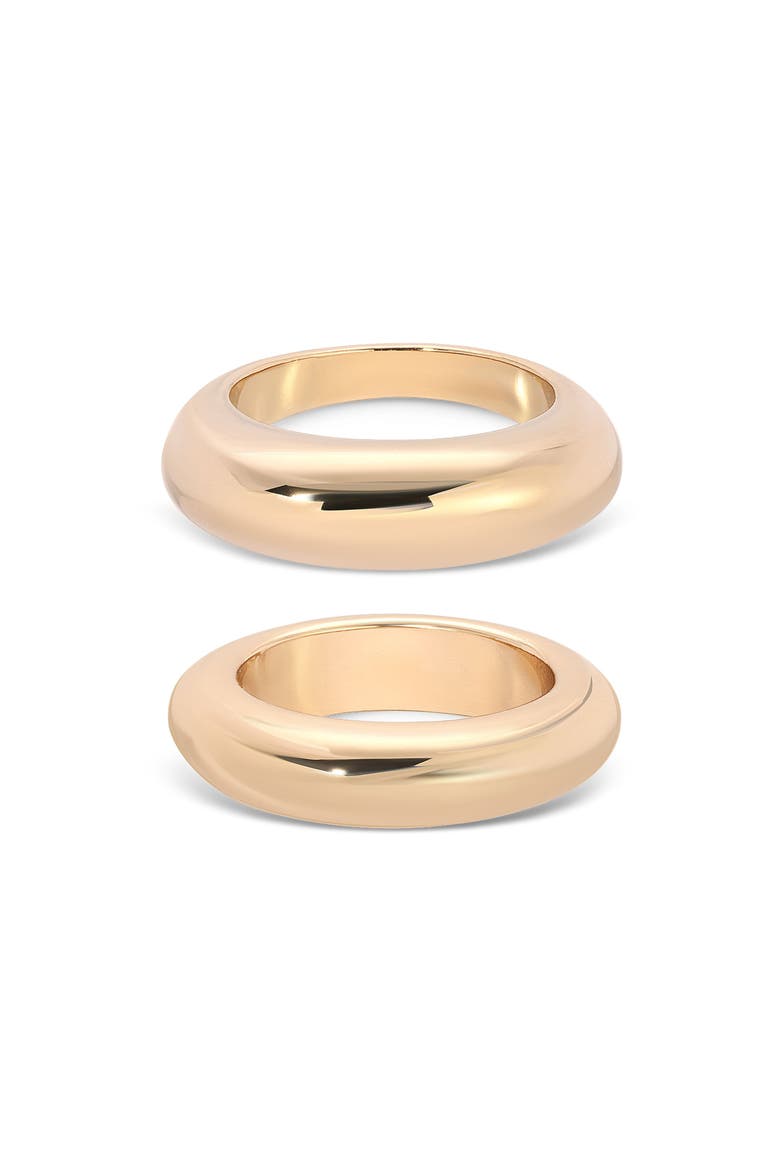 Modern Dome Set of 2 Rings, Main, color, GOLD