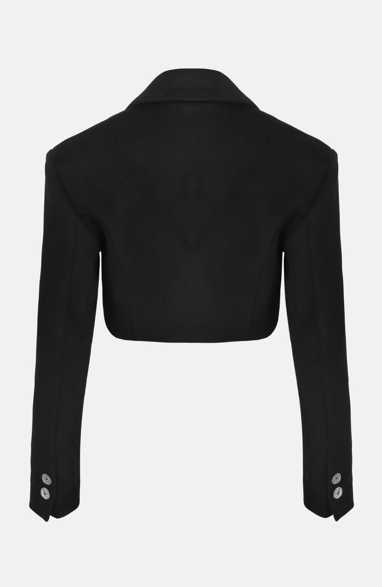 OW Collection NOVA Cropped Wool Blazer, Alternate, color, Black