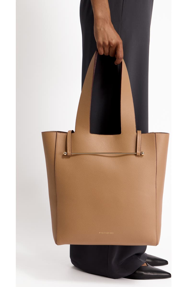Strathberry Melody Fine Grain Leather Tote, Alternate, color, Caramel