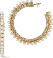 SPHERA MILANO Faux Pearl & Cubic Zirconia Hoop Earrings
