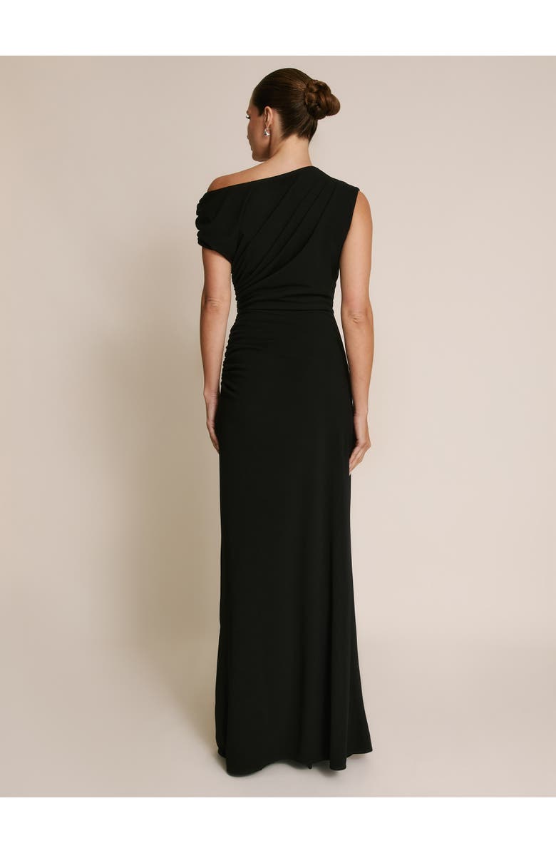 Six Stories Slash Neck Draped Bridesmaid Dress, Alternate, color, Black