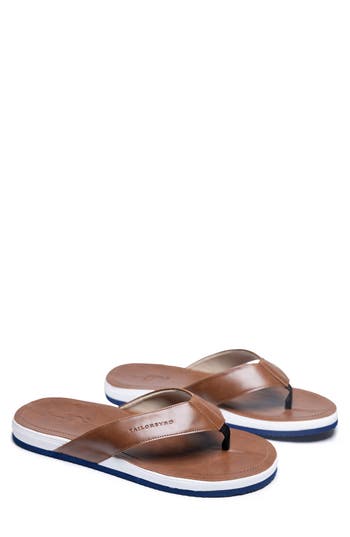 TailorByrd Tim Faux Leather Flip Flop in Tan at Nordstrom Rack, Size 12