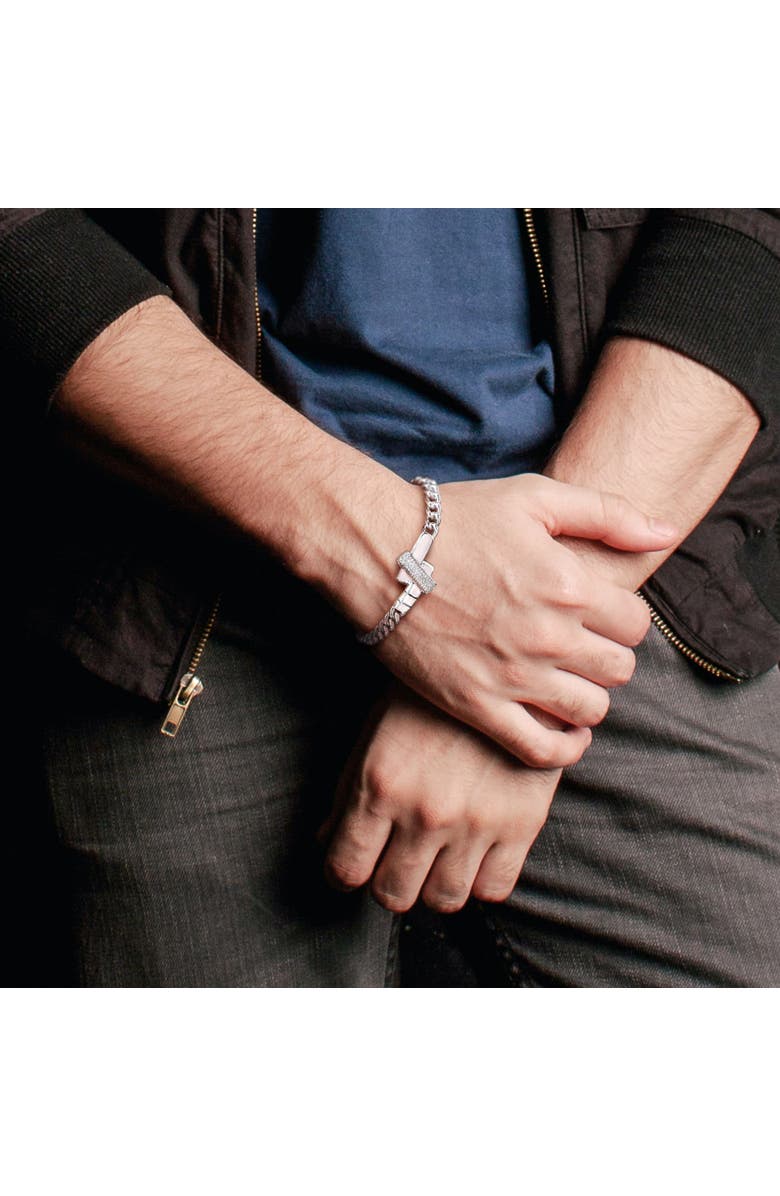 Julianna B. Diamond Crossover Motif Curb-Link Chain Bracelet, Alternate, color, Diamond