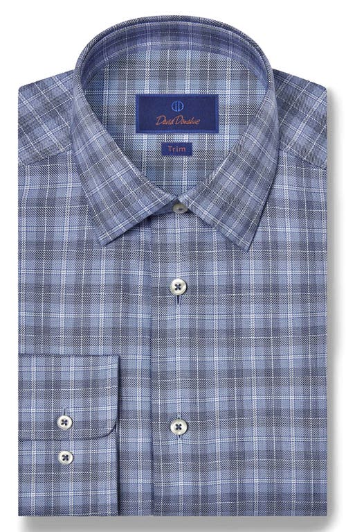 David Donahue Trim Fit Exploded Check Cotton Dress Shirt In Blue