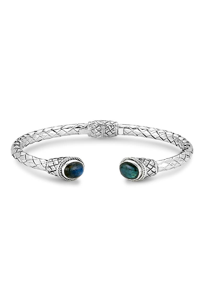 Sterling Silver Oval Stone Bangle, Main, color, BLUE/ GREEN